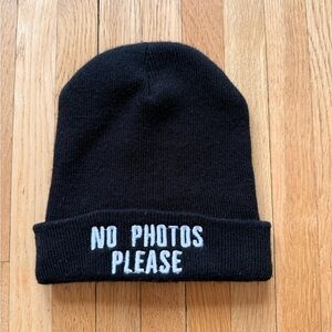 Black Beanie with Bold White Text